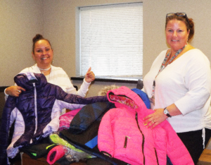 School Supply Drive, Two Women, School Supplies, Office Setting