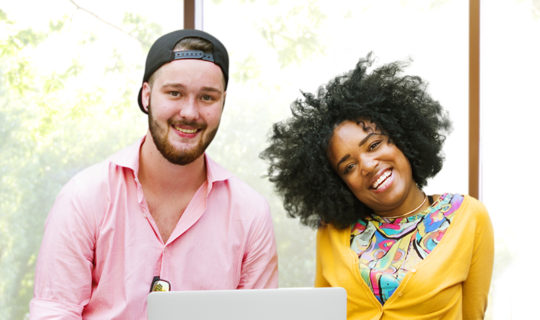 Millennials, Happy, Nature Background, Computer, Smiling