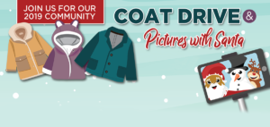 Invitation to Coat Drive and Holiday Party to benefit people in need