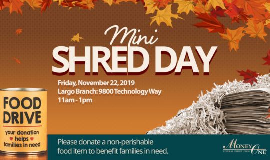Annual Shred Day information to shred sensitive documents