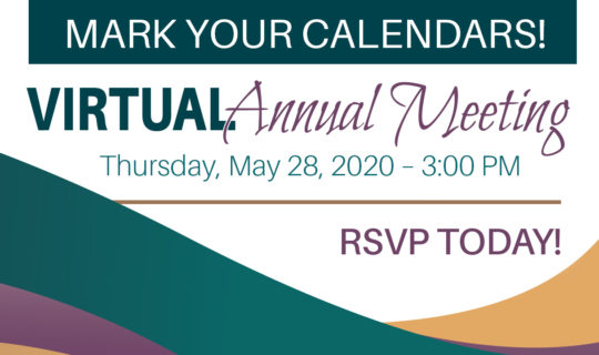 Annual Meeting Image with Virtual Annual Meeting on Thursday May 28th 2020 at 3pm - Register Today