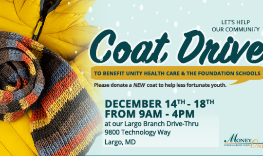 Yellow coat with multicolored scarf with Coat Drive detailed information