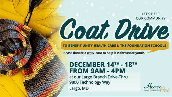 Yellow coat with multicolored scarf with Coat Drive detailed information