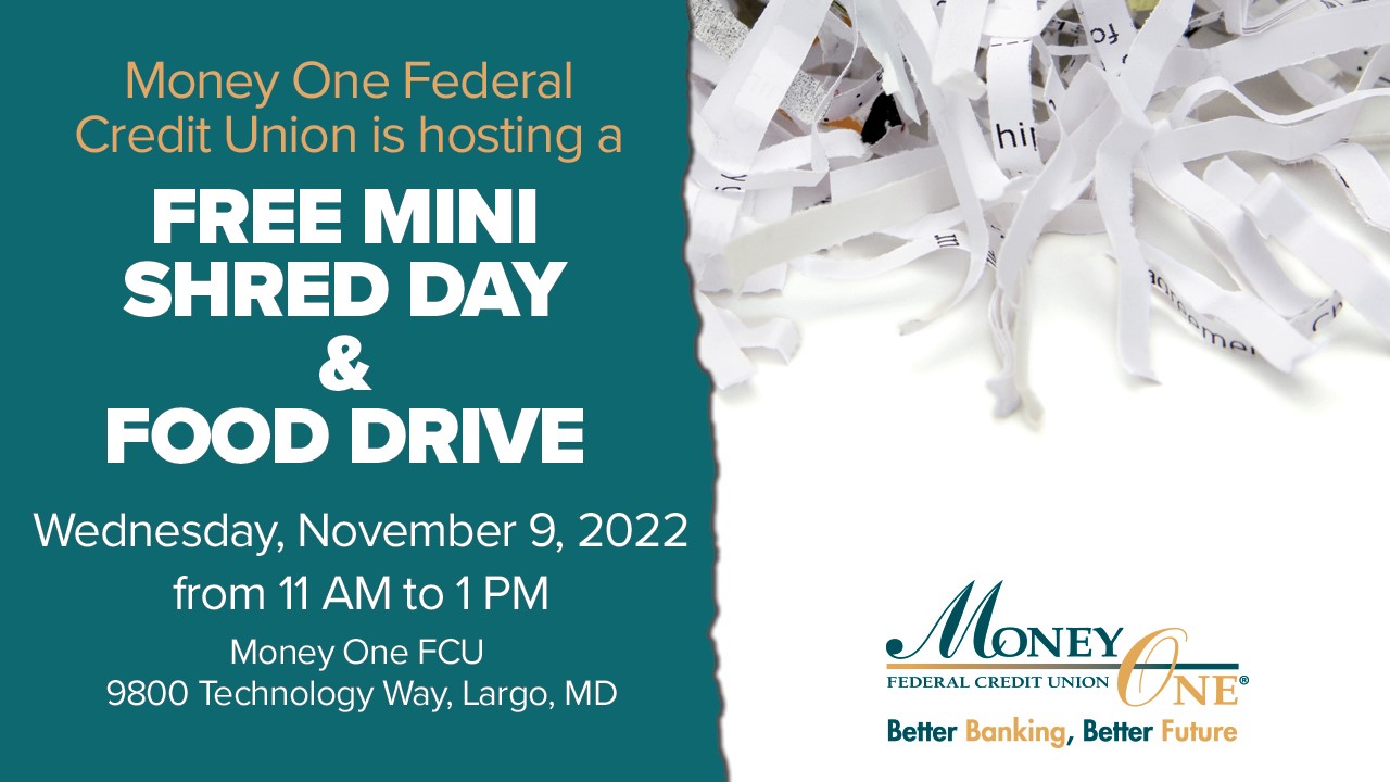 Mini Shred Day & NonPerishable Food Drive! Money One FCU Largo